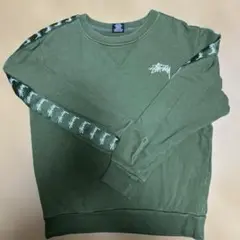 古着　STUSSY ロゴテープ スウェット オリーブ Lのサムネイル