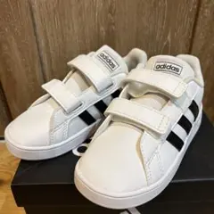 adidas ホワイト ブラック スニーカー 16センチ