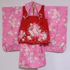 七五三 3歳 着物 被布セット 京都花ひめ 女の子 ピンク 桜 豪華10点セット