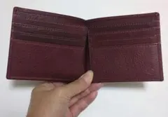 日本製 本牛革 レッド イタリアンレザー 二つ折り財布