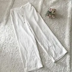 ワイドパンツ アイボリー ウエストゴム 楽ちん カジュアルパンツ