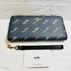 ✨未使用級✨ COACH コーチ 長財布 ホースアンドキャリッジ デニムブルー