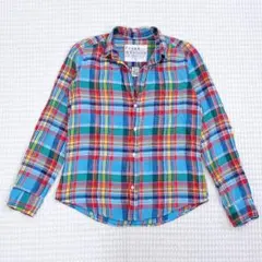 美品】フランクアンドアイリーン リネン スキッパーシャツ マドラス
