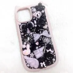 スマホケース iPhone14ピンク黒 ゴテゴテ デコ電 地雷