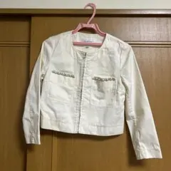 JILLSTUART ビジュー付き　ノーカラージャケット ホワイト S