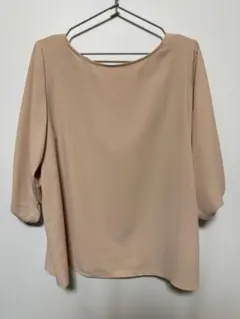 【大きいサイズ】ベージュ ブラウス 七分袖 3L