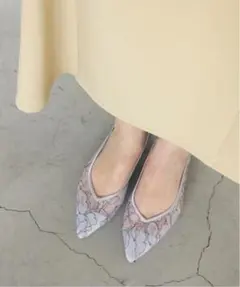 RANDA ランダ フラワーレースVカットパンプス