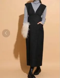 【マイストラーダ】ジャンスカ　ハイウェスト　黒　ラメ　ツイード【38】