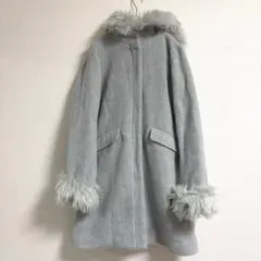 【マジェスティックレゴン】ファー付き ロングコート フード S グレー アウター