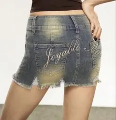 y2k 刺繍デニムミニスカート 平成 ギャル ローウエスト ミニ グランジ系