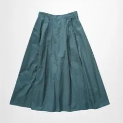 GU カラーフレアスカート【M】ウエストゴム ロング丈 タック