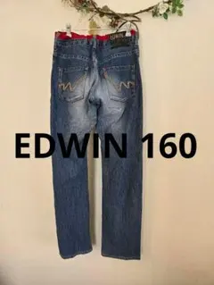 EUNIN 赤ウエストデニムパンツ　160