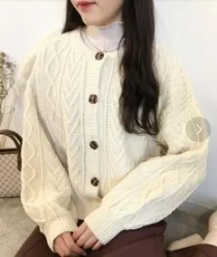 WEGO クルーネック ケーブルカーディガン