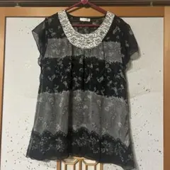 Laeifonelli 半袖 ペイズリー柄 シアーブラウス