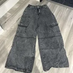 グレー カーゴパンツ M ワイドレッグ