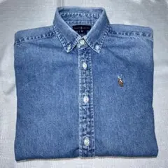 未使用級 ポロラルフローレン ダンガリーシャツ マルチポニー 濃いめ XS 極美品 ポロラルフローレン ダンガリーシャツ マルチポニー
