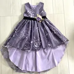 子供ドレス 発表会 フィッシュテール 130(120) 紫　黒　花柄