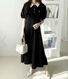 U.S. POLO ASSN. ポロワンピース ブラック　LL パフスリーブ