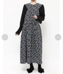 メリージェニーflowerコンビワンピース ブラック