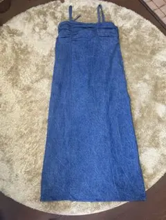 Bab デニムギャザーキャミジャンバースカート