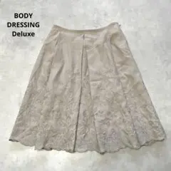 BODY DRESSING Deluxe スカート ひざ丈 花柄刺繍 リネン