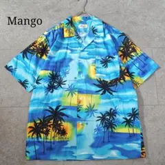 【Mango マンゴ】アロハシャツ かりゆしウェア オープンカラーヤシの木 沖縄のサムネイル