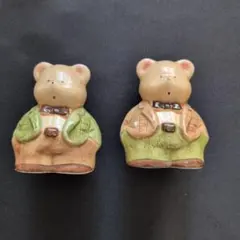 クマの陶器製調味料入れ 2個セット