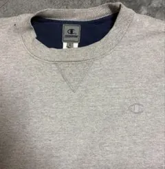 Champion グレー クルーネック スウェット 古着ロゴ同系色