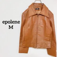 【エポレーヌ】豚革 ブラウン レザージャケット　シングルライダース　Ⅿサイズ