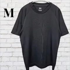 ユニクロ 無地 クルーネック 半袖 Tシャツ M 黒 ポリエステル スポーツ
