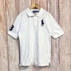 ポロラルフローレン　キッズ　トップス　ポロシャツ　半袖　ロゴ刺繍　ホワイト