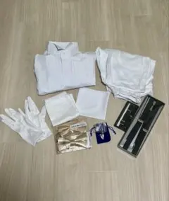 ブライダル/新郎/小物セット　ホワイト長袖シャツとアクセサリーセット