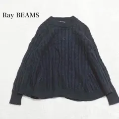 レイビームス 長袖ケーブル編みニット 長袖 ツイスト柄 ブラック ベーシック