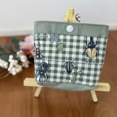 ハンドメイドふたなし移動ポケット★昆虫柄★男の子★