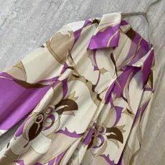 ヴィンテージ ブラウス 花柄 フラワープリント 派手 レトロ 個性派 ピンク