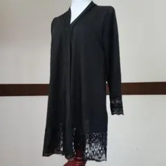 新品未使用　黒　レース　ロングカーディガン　M~L オープンフロント
