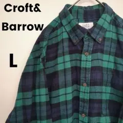 US古着 Croft&Barrow フランネルシャツ L グリーン