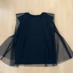ブラック メッシュ ノースリーブ チュニック Lサイズ