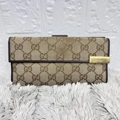 GUCCI シルバープレート GGキャンバス 長財布 ゴールド メンズ - メルカリ