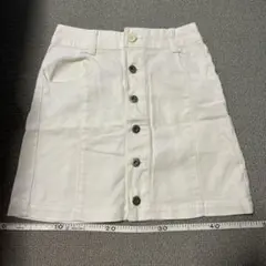 白 スカート ボタン デニム ハニーズ ホワイト 綿 台形スカート