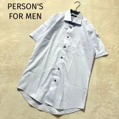 パーソンズ 半袖 ワイシャツ ストライプ ドレスシャツ 青 Mのサムネイル