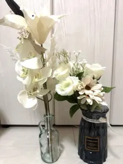 ウェルカムスペース　造花9本　花瓶2個セット