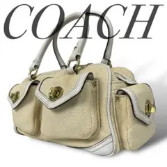 COACH ベージュ ハンドバッグ ターンロック 499