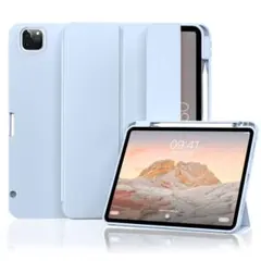 iPad Pro 11インチ ケース スタンド付き ソフト スカイブルー
