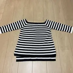 ZARA 黒と白のストライプ五分袖トップス