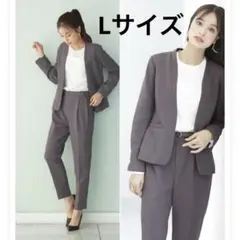 ホワイトジョーラ　ノーカラージャケット パンツスーツ 上下セット ストレッチ素材のサムネイル