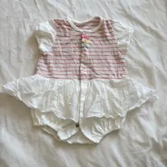 赤ちゃんの城　ピンクボーダーロンパース