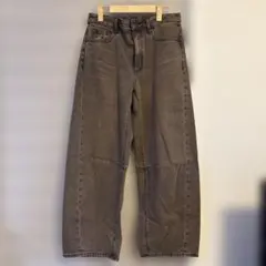 美品❗️GUバレルレッグジーンズ 短め サイズＬ　ブラウン