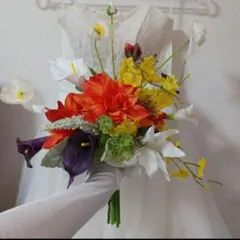 ブライダルブーケ　クラッチブーケ　アーティシャルフラワーブーケ