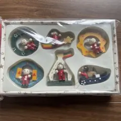 쇼와 레트로 ヴィンテージ 木製 クリスマスオーナメント 6個セット